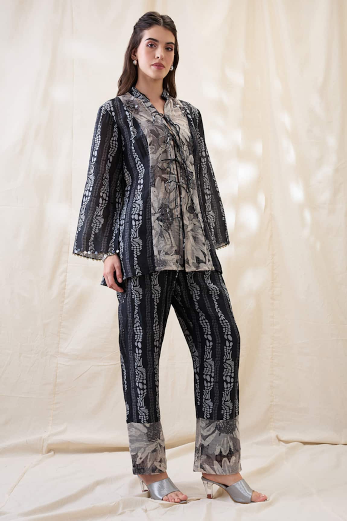 Soup By Sougat Paul Black Hand Embroidered Co-ord Set 