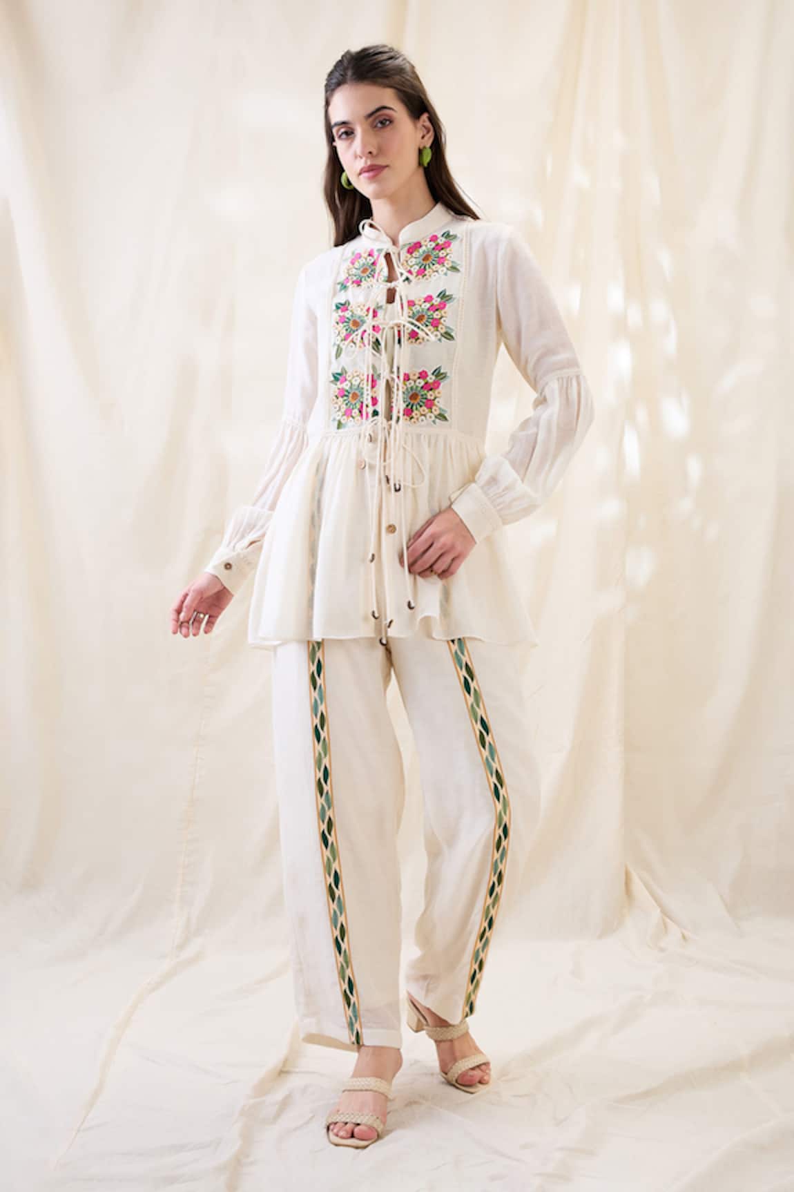 Soup By Sougat Paul Gulzaar Appliqued Peplum Top & Palazzo Set 