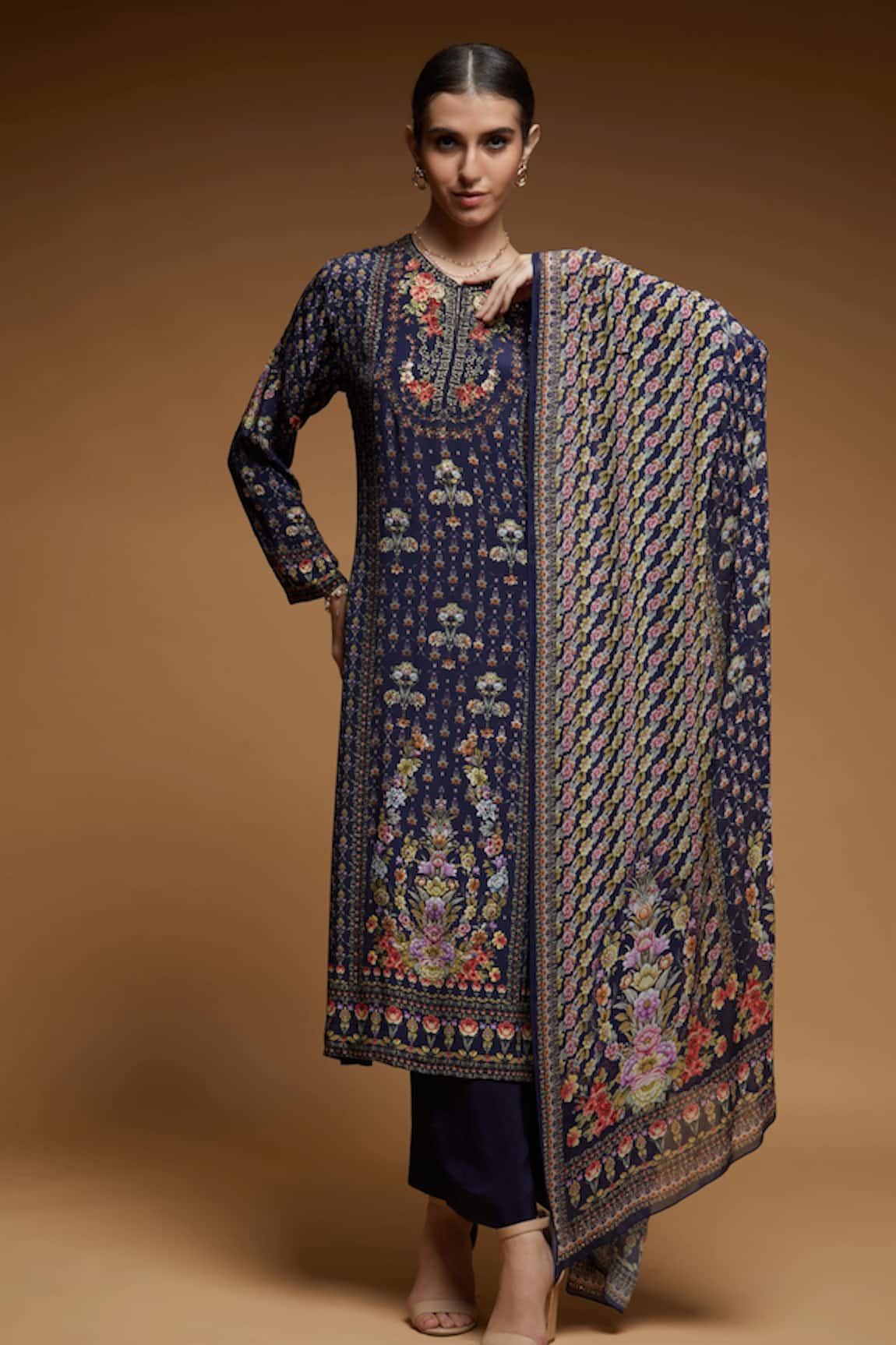 Nirraamyaa Designer Blue Kurta Pant Set 