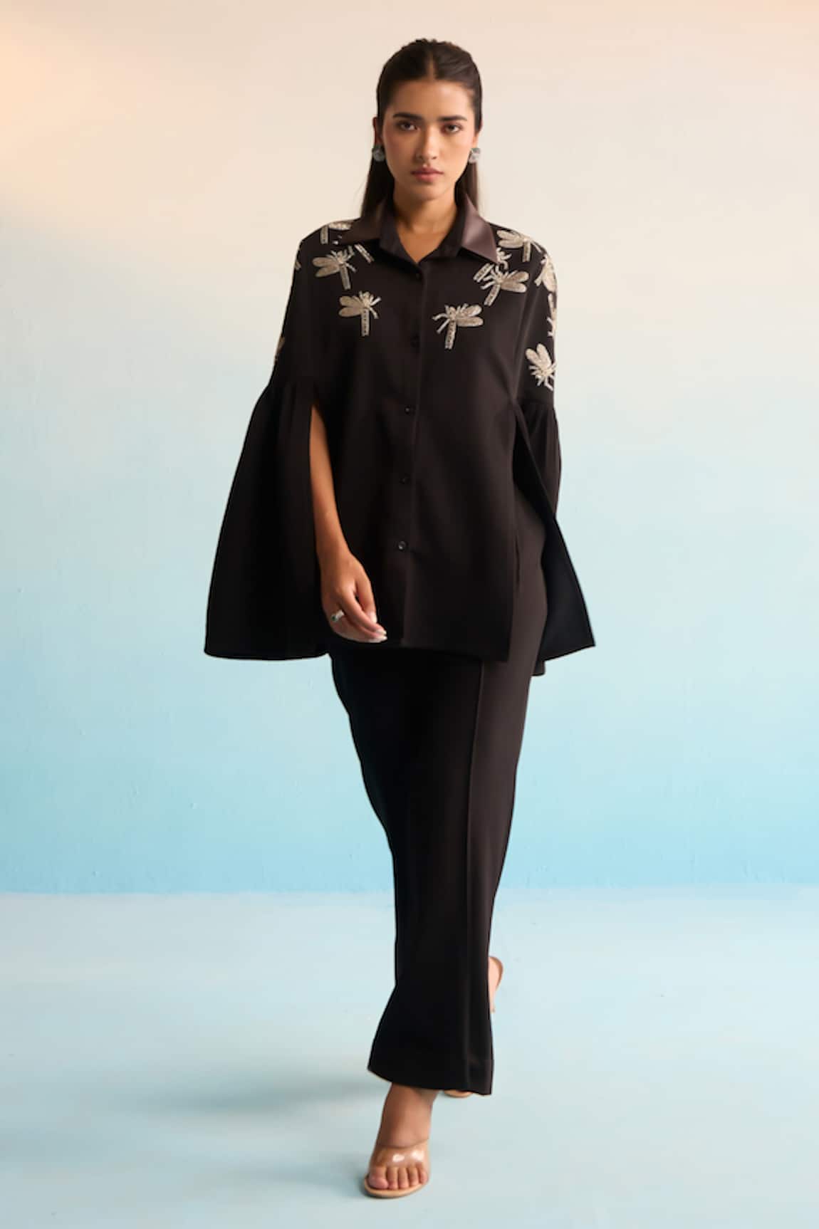 House Of Armuse Black Zari Embroidered Valeska Coord Set 