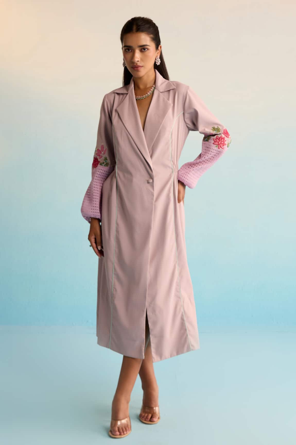 House Of Armuse Handpainted Purple Neoprene Dress 