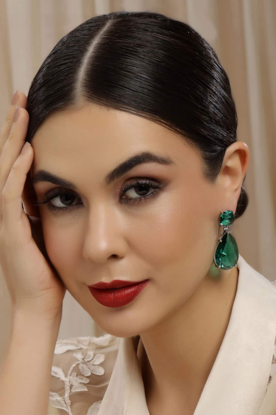 Ruby Raang Green Doublet Earrings 