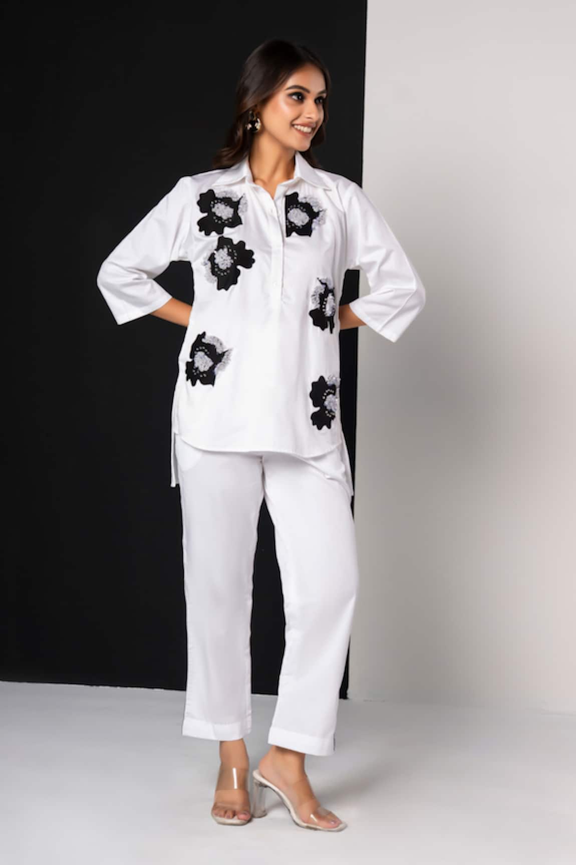 That Thing You Love Jardin Fleur White Shirt & Pant Set 