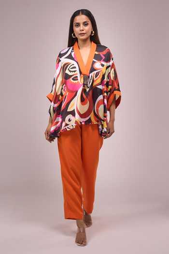 Naintara Bajaj Colorful Hanging Hand Work Top & Pant Set 