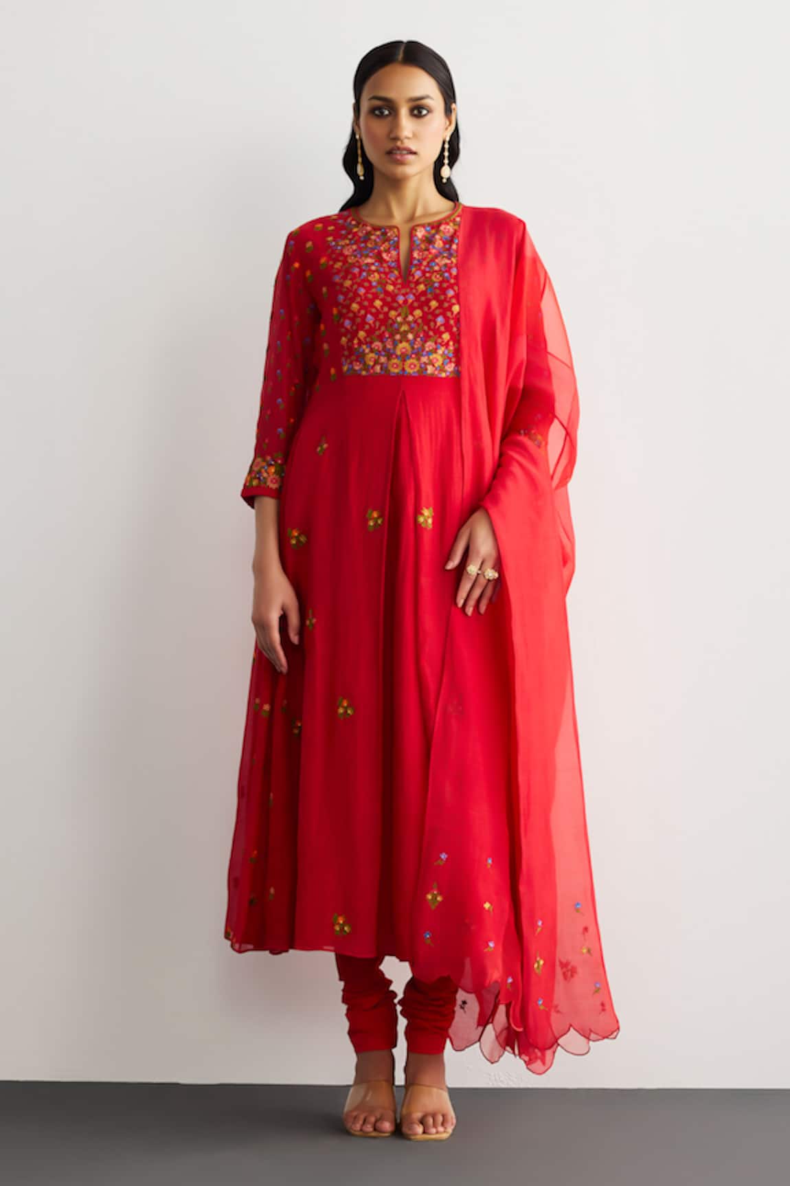 RI.Ritu Kumar Red Haldi Embroidered Kurta Set 
