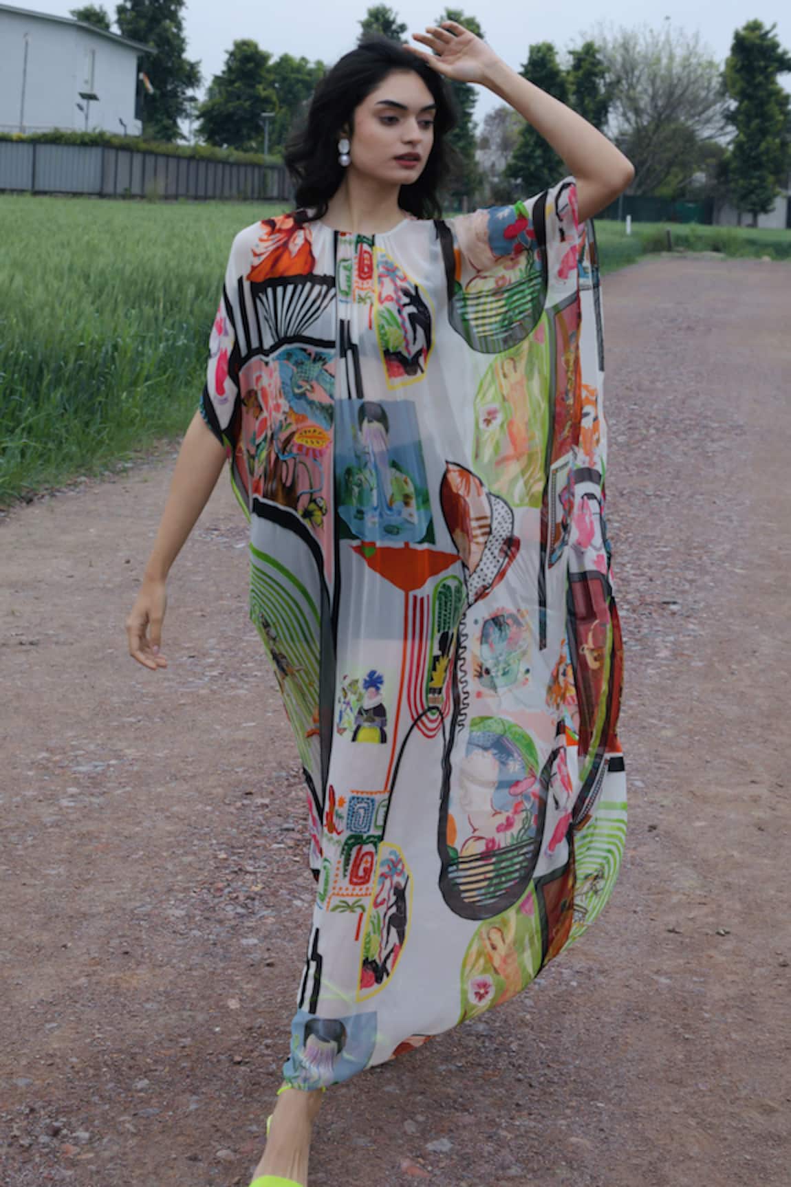 She'll Multicolor Chiffon Kaftan 