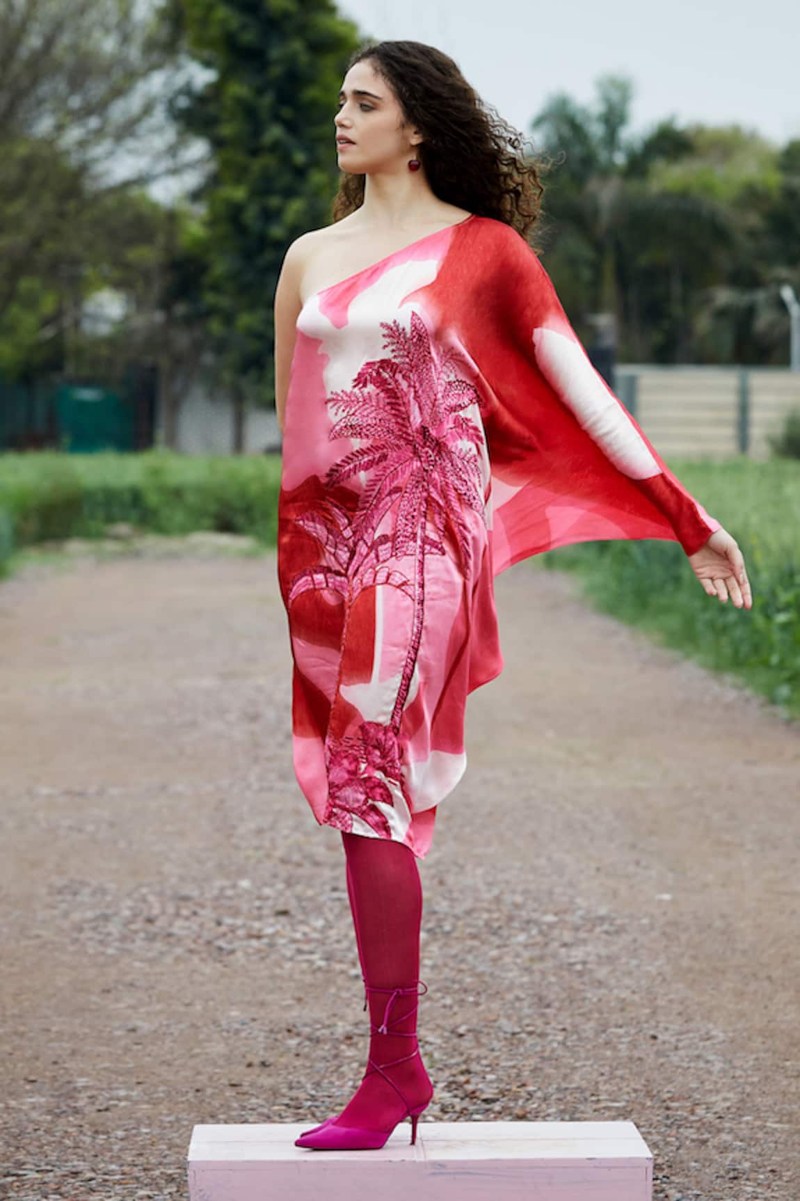 She'll Pink Satin Designer Dress 