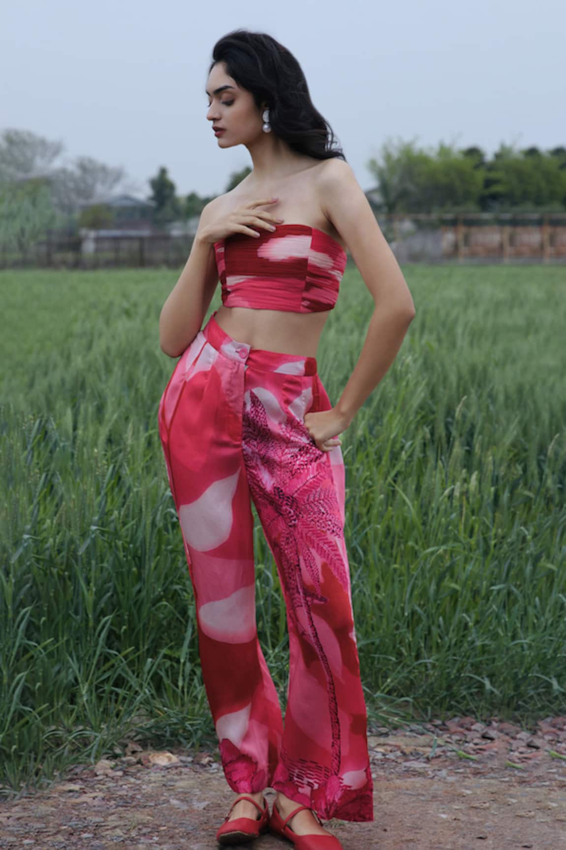 She'll Pink Satin Bralette & Pant Set 