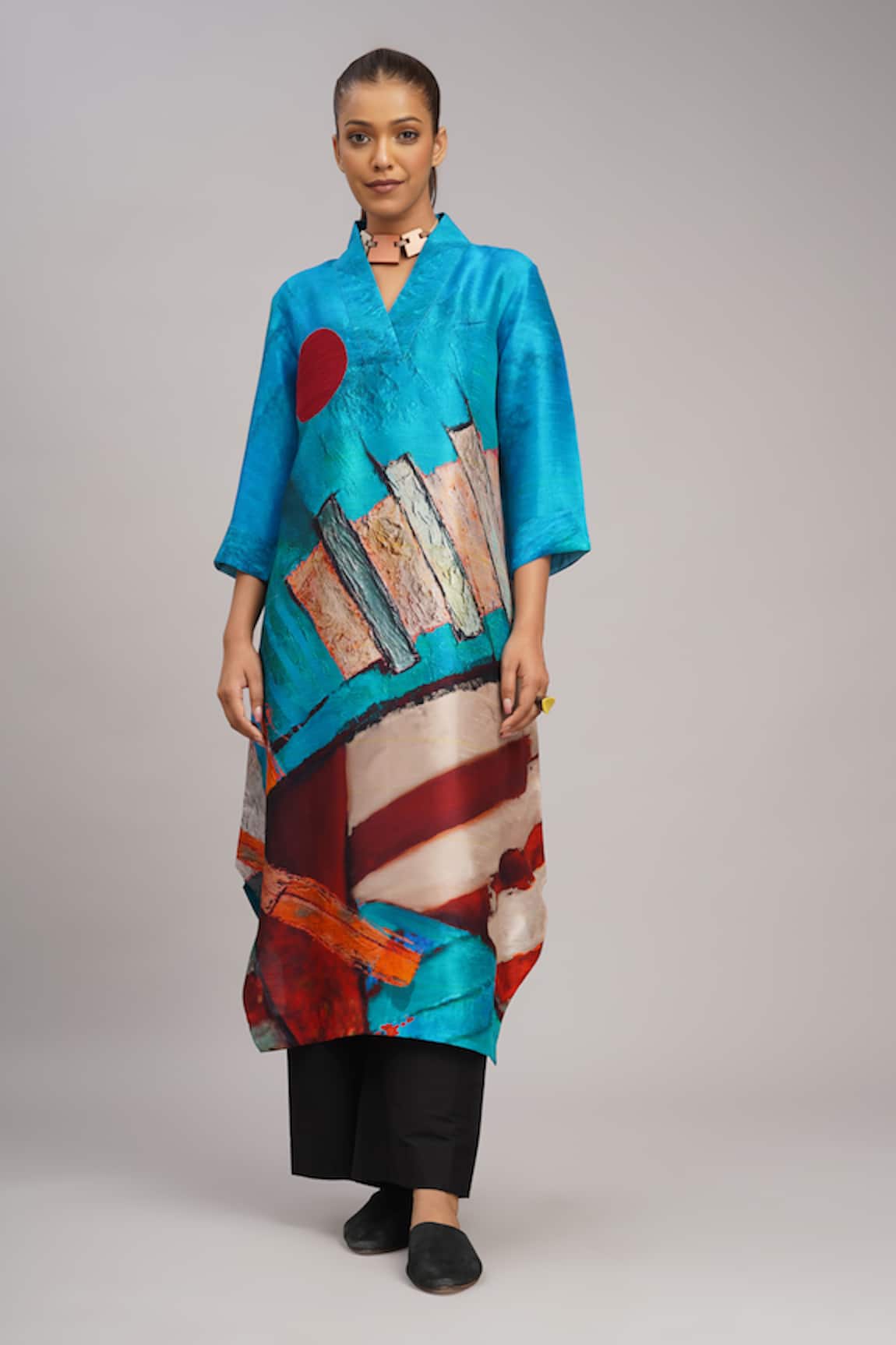 Taika By Poonam Bhagat Multicolor Printed Linen Tunic 