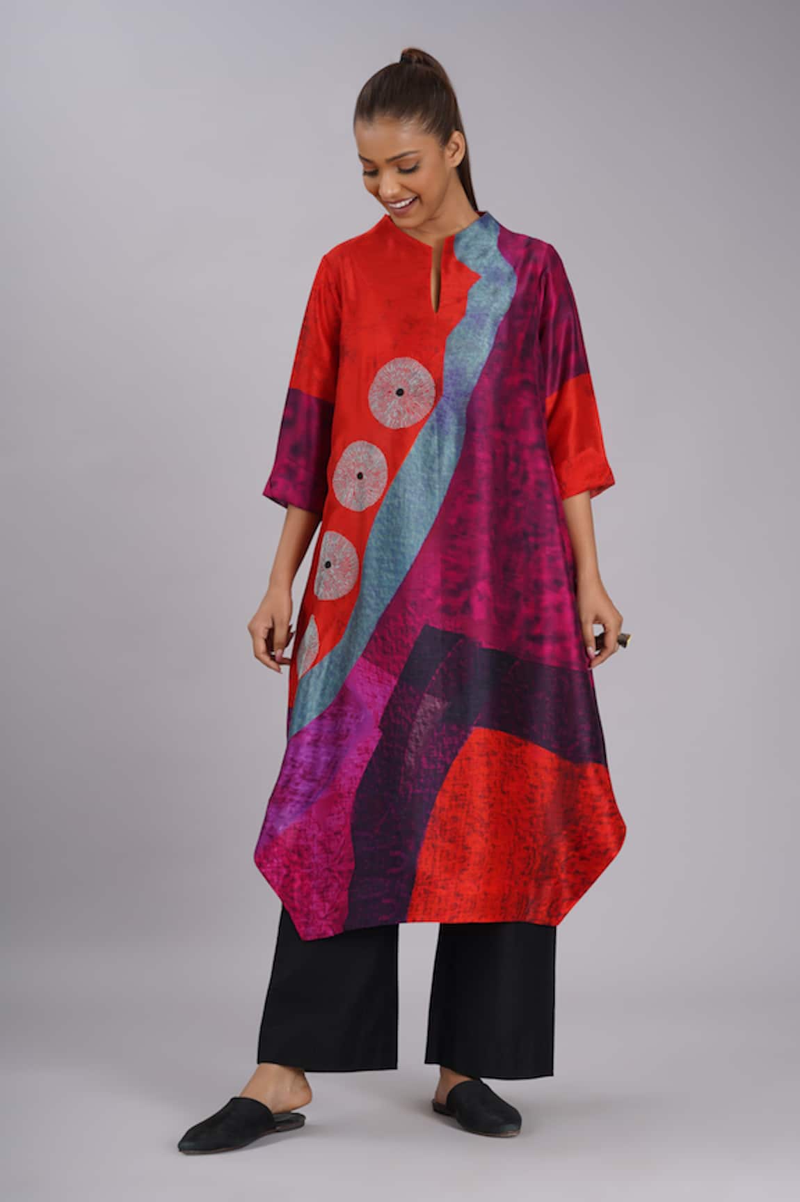 Taika By Poonam Bhagat Abstract Art Printed Linen Tunic 