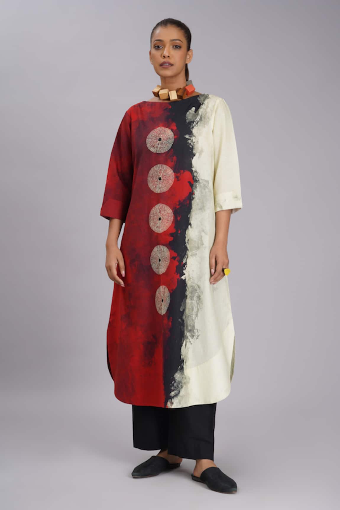 Taika By Poonam Bhagat Abstract Art Inspired Linen Tunic 