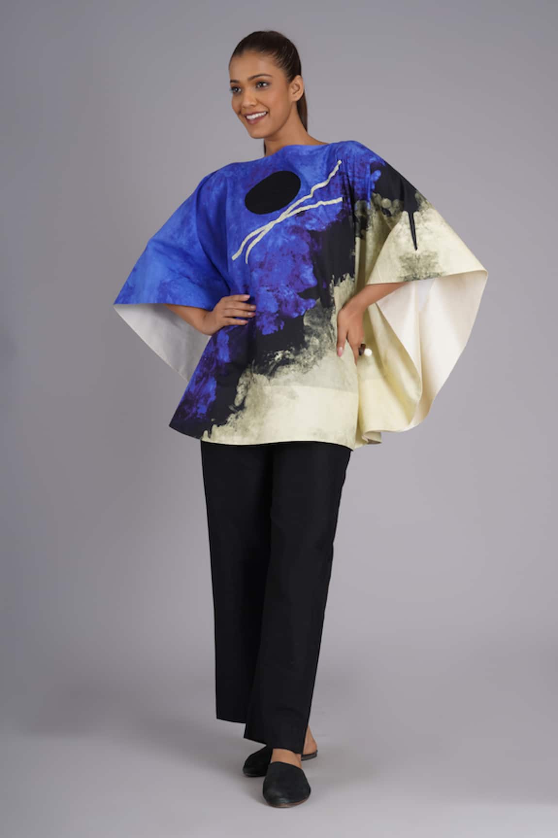 Taika By Poonam Bhagat Abstract Art Printed Blue Sky Top 