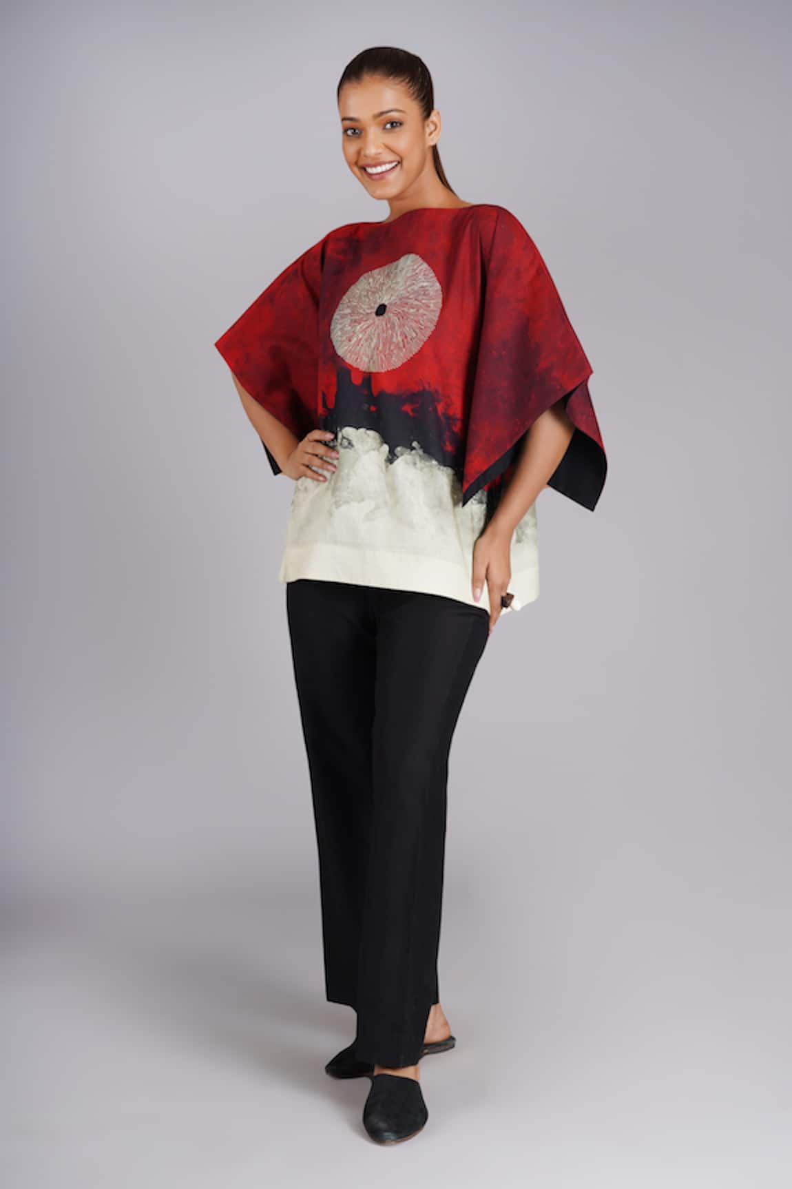 Taika By Poonam Bhagat Abstract Art Inspired Linen Top 