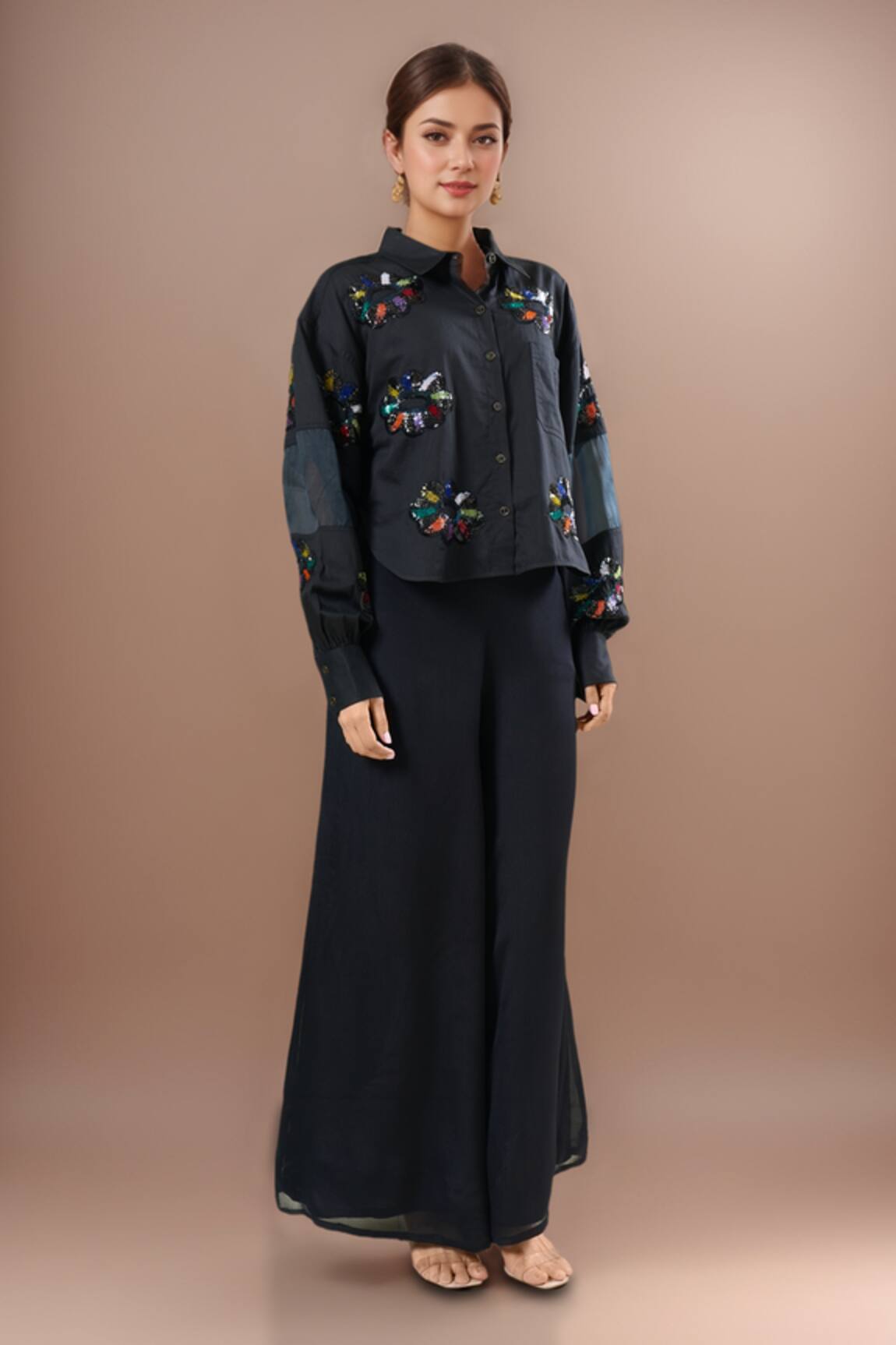Afew By Rahul Mishra Black Embroidered Shirt 