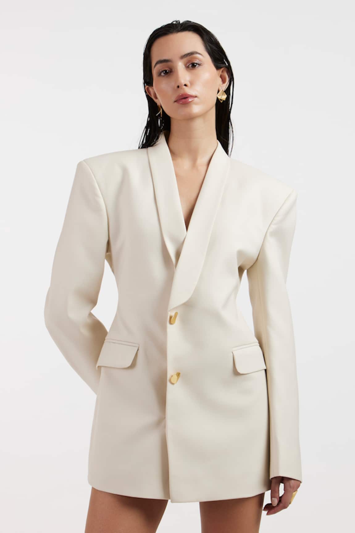 Deme By Gabriella Off White Cleo Blazer Dress 