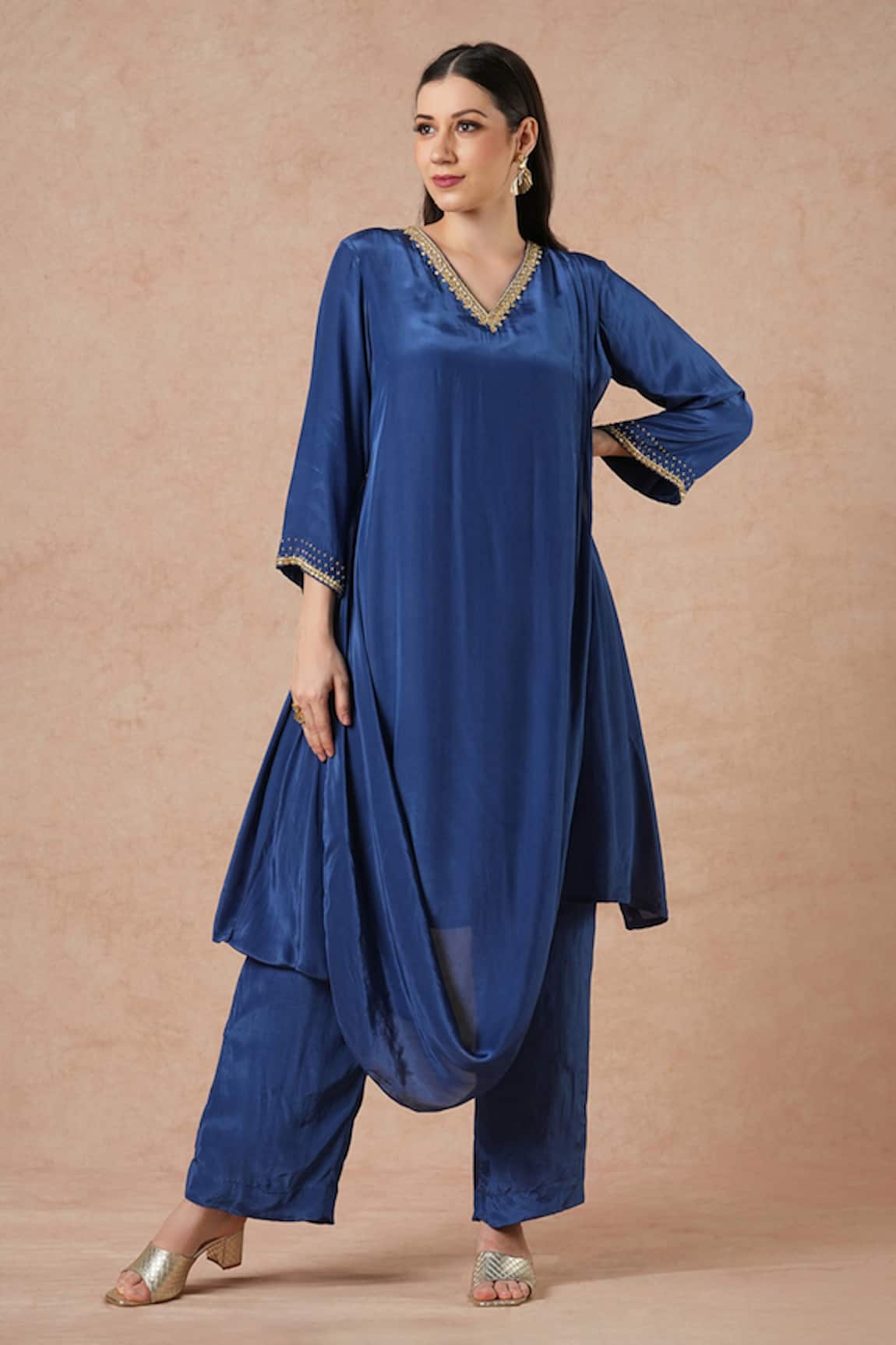 Dori & CO. Metal Hand Embroidered Silk Kurta Set 