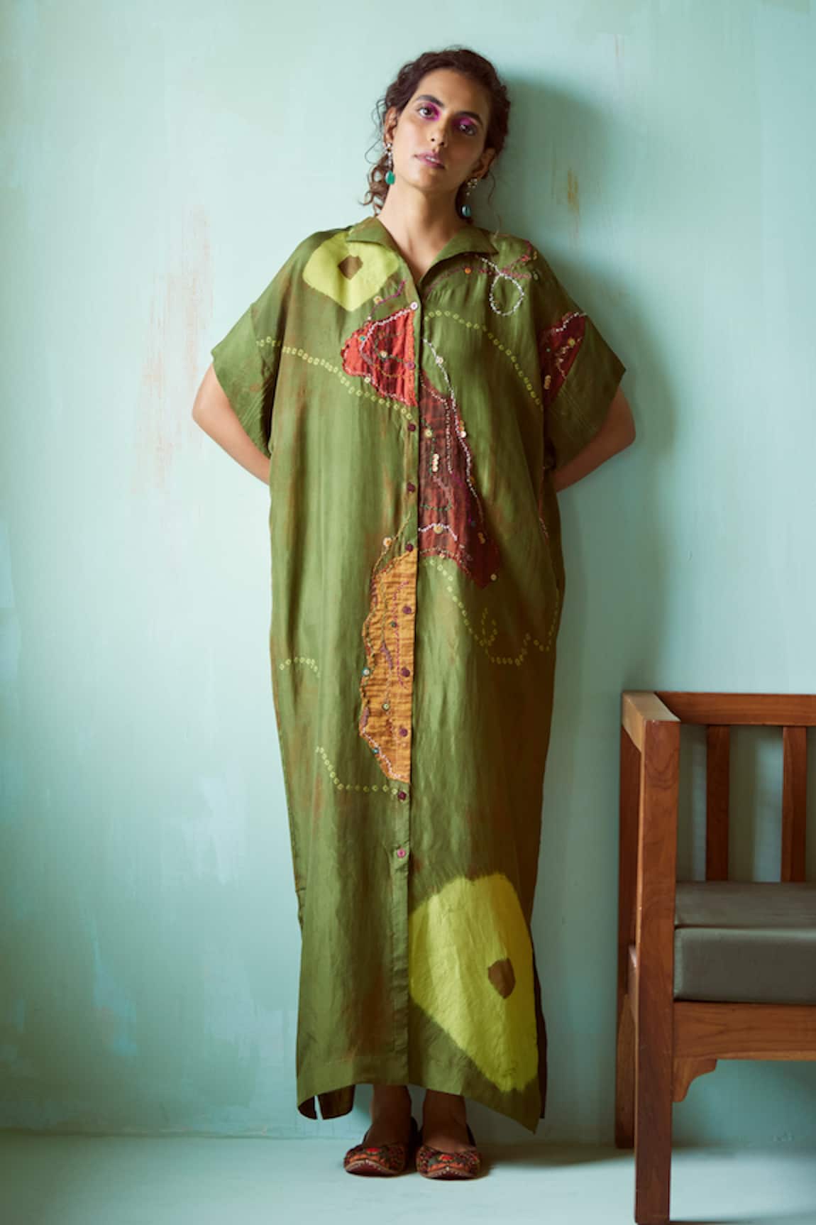 Medha Handcrafted Green Tunic & Pant Set 