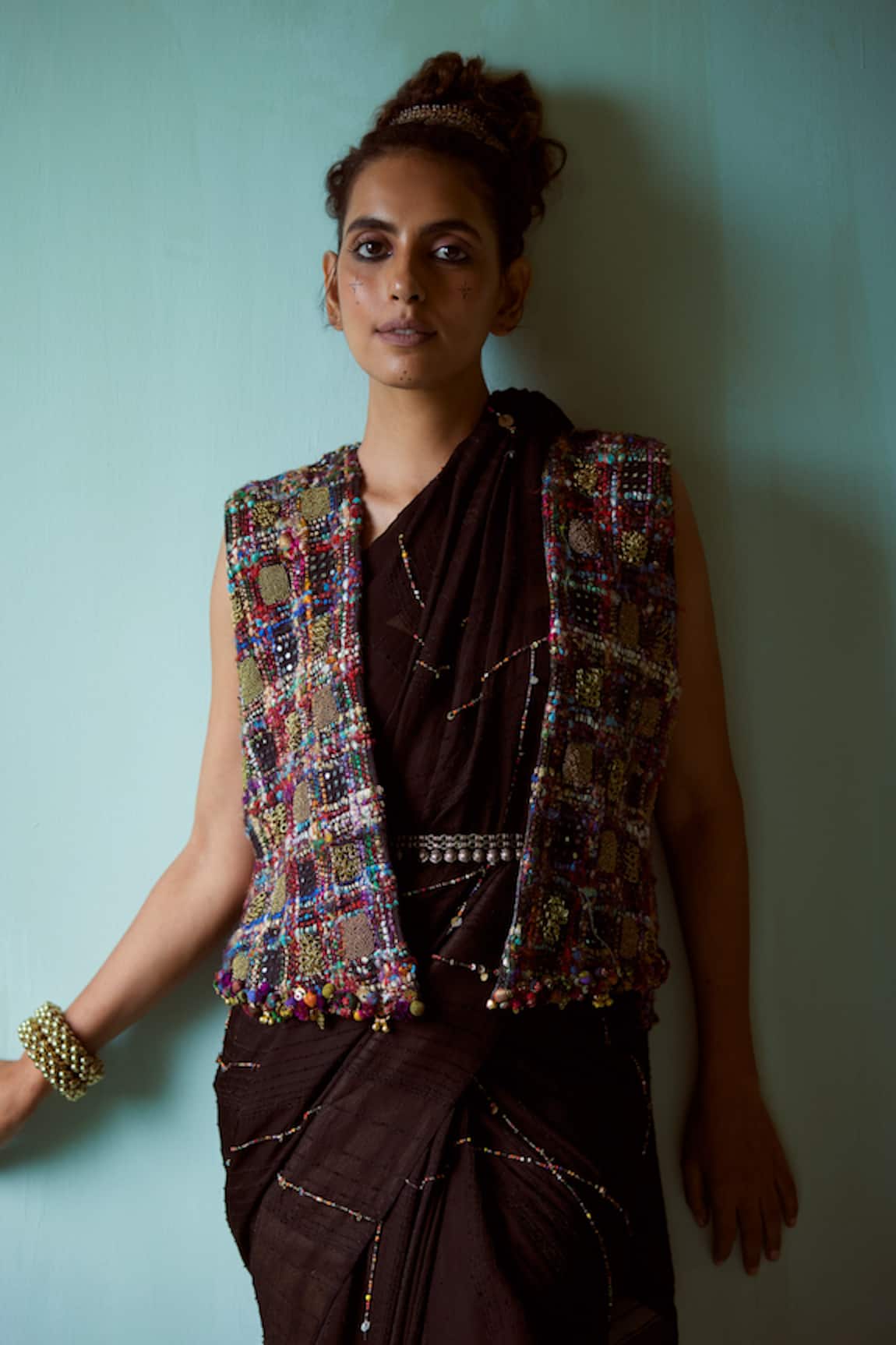 Medha Black Handcrafted Embellished Jacket 