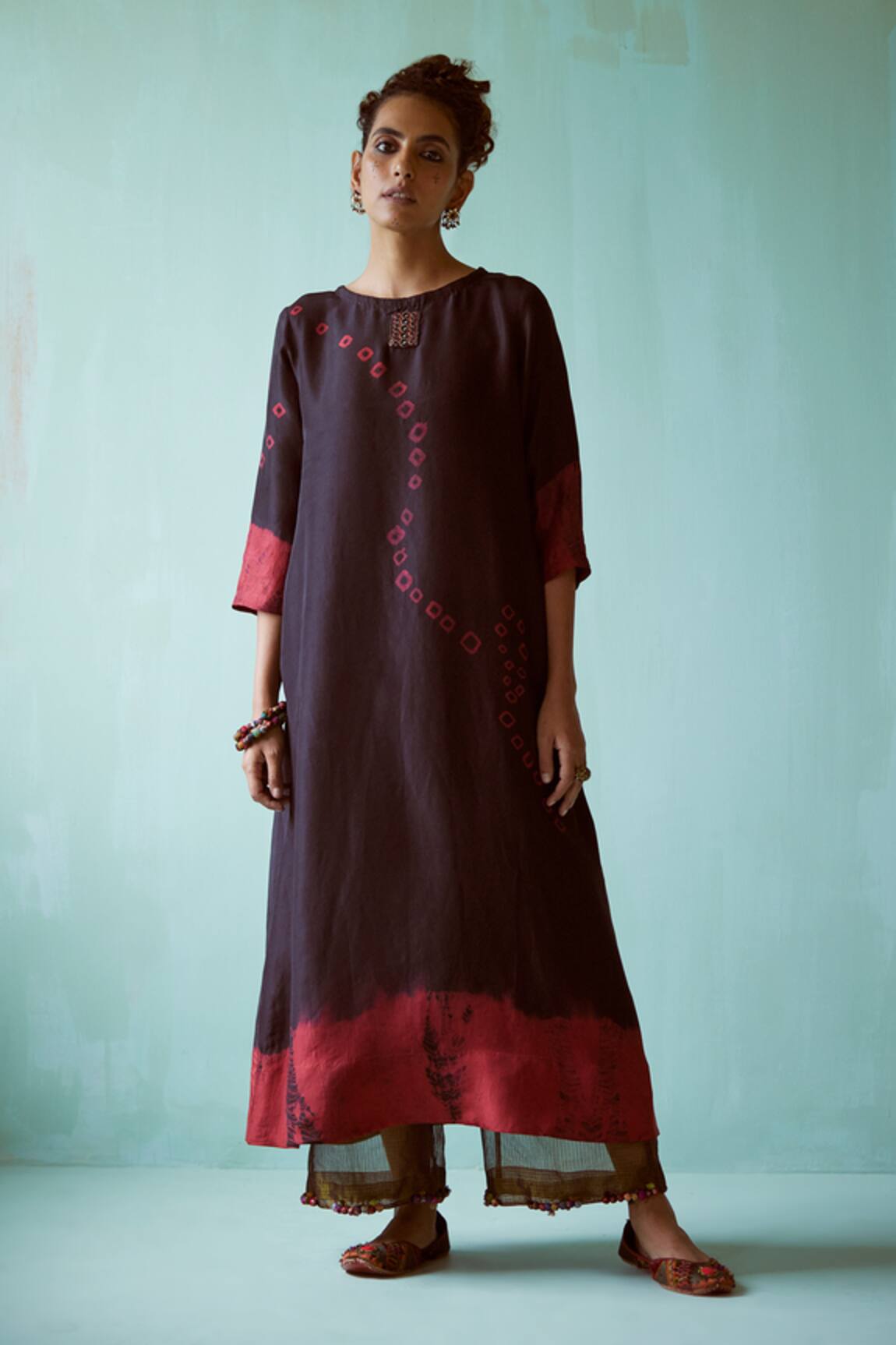 Medha Black Habutai Silk Tunic & Tissue Pants Set 