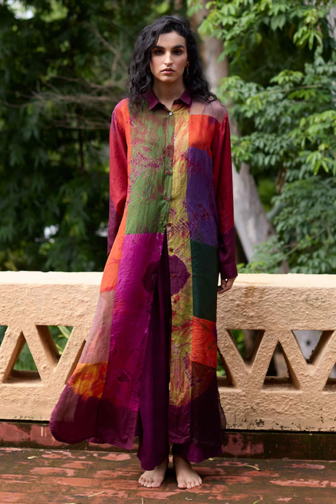 Medha Multi Color Silk Tunic & Chiffon Pants 