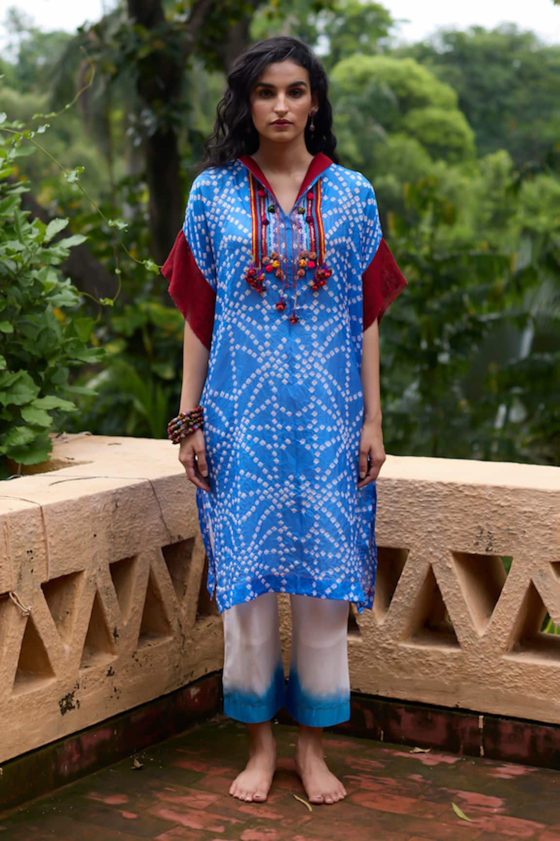 Medha Light Blue Silk Tunic & Pant Set 