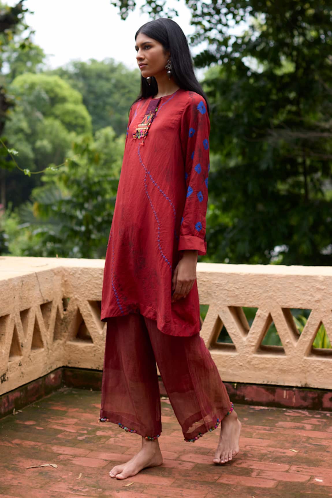 Medha Embroidered Dark Orange Kurta & Pant Set 
