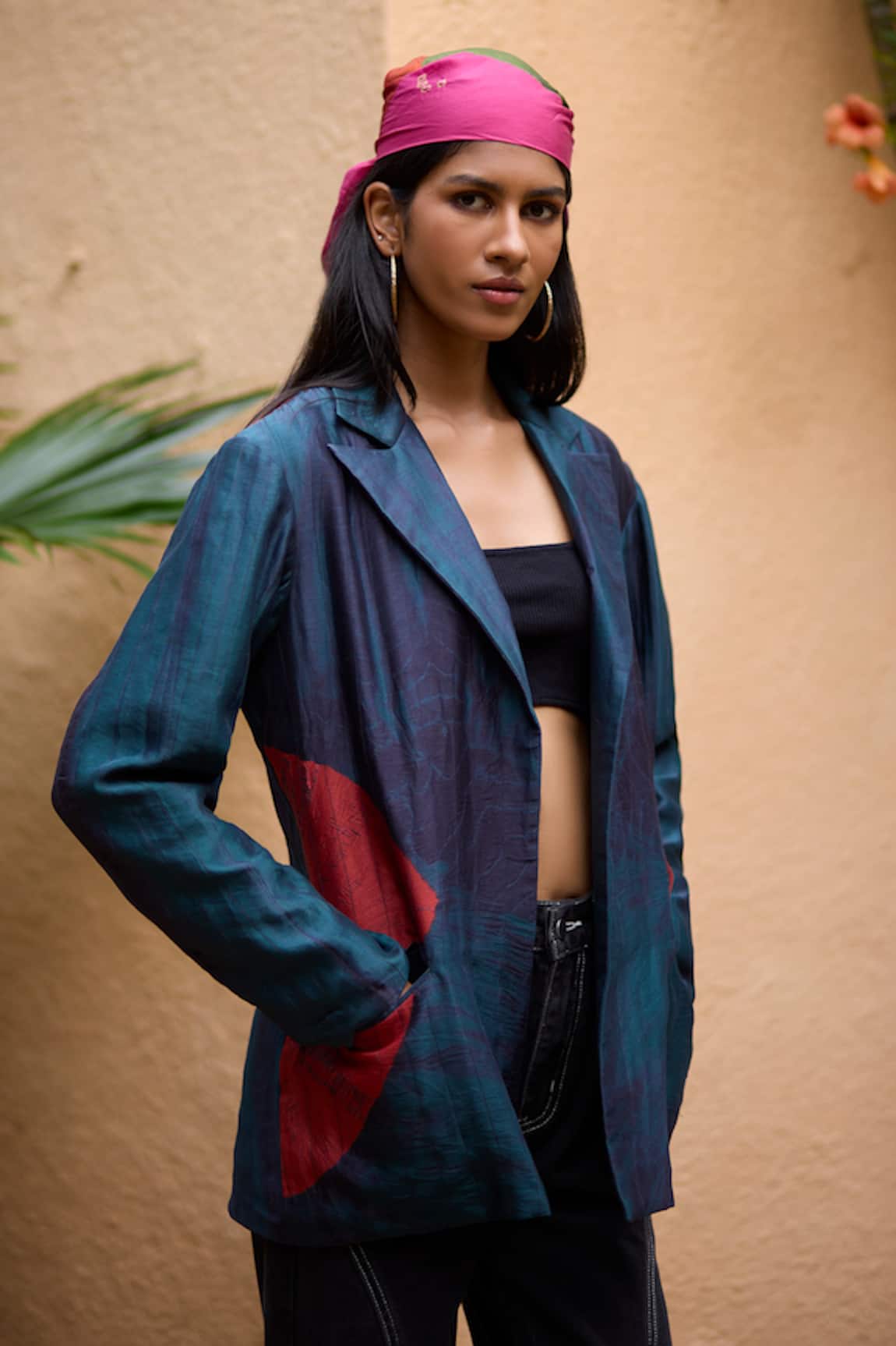 Medha Teal Blue Handcrafted Jacket 