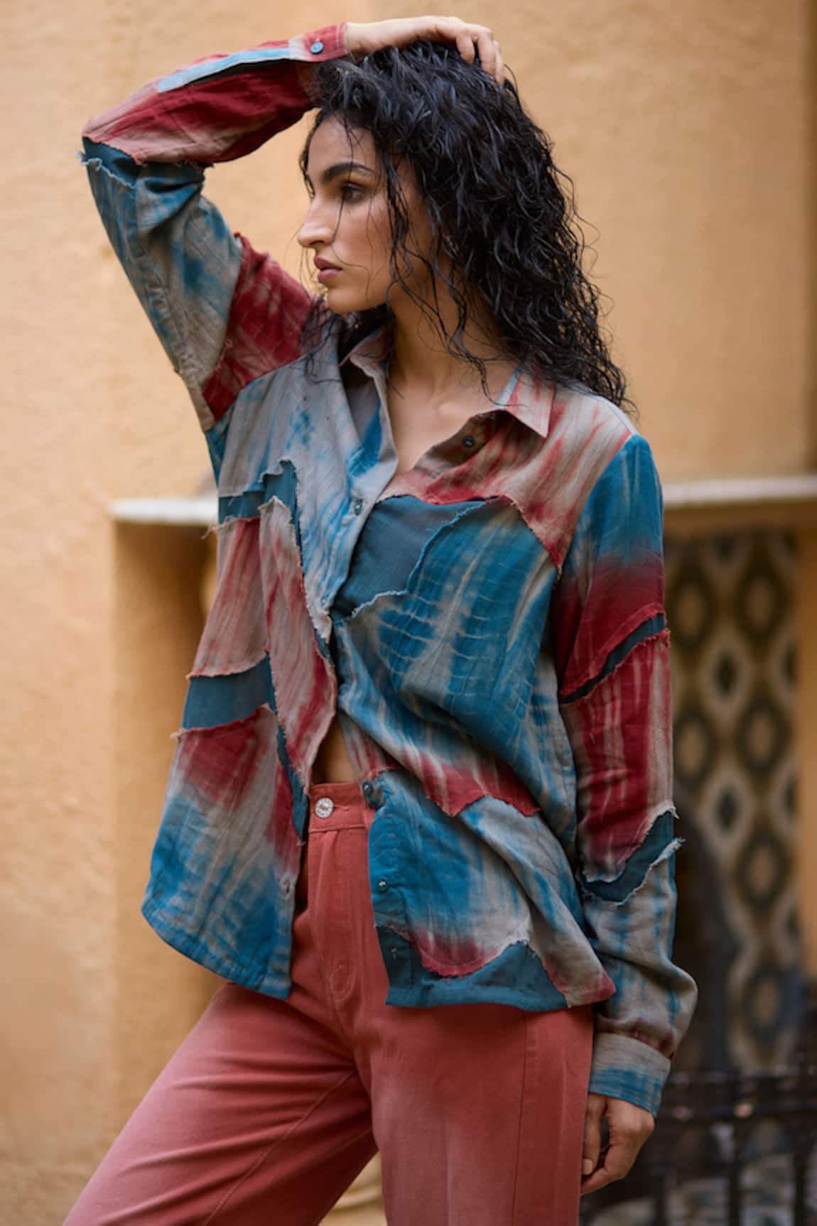 Medha Handcrafted Blue & Red Shirt 