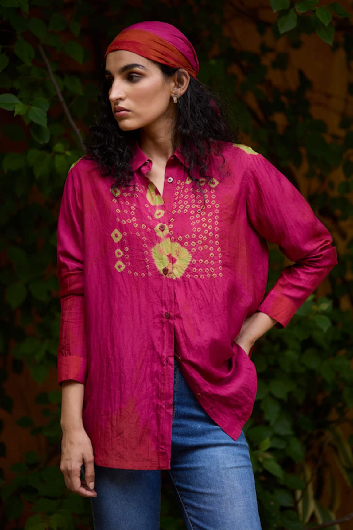 Medha Handcrafted Pink Silk Shirt 