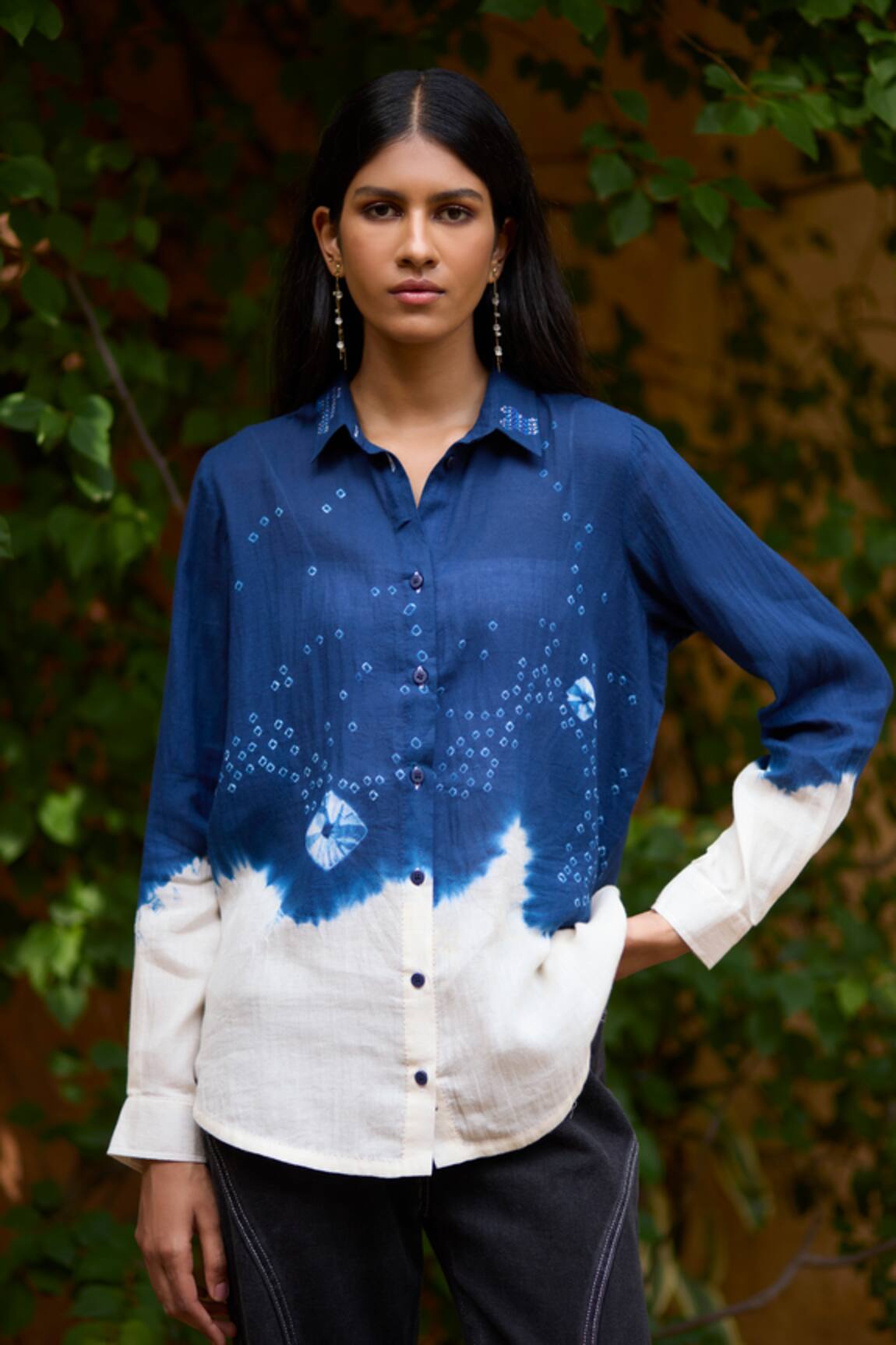 Medha Blue & White Handcrafted Shirt 