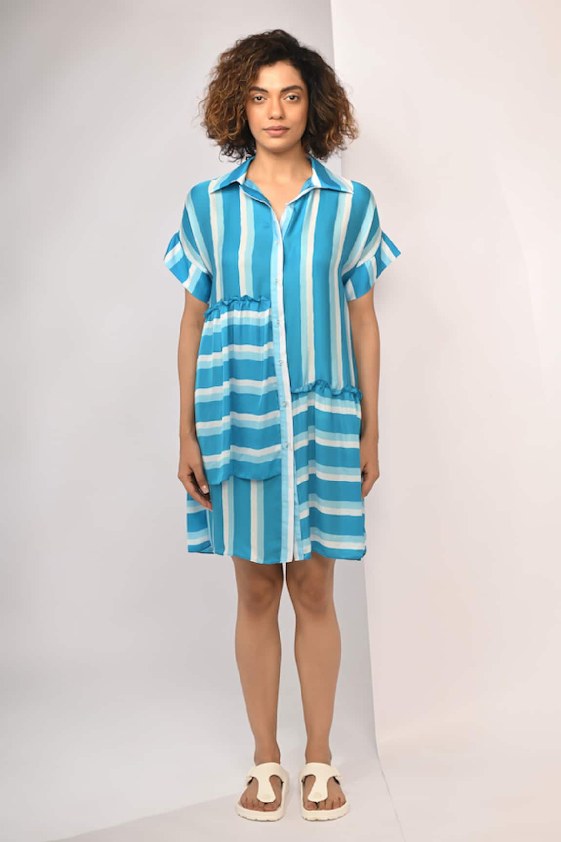 Rimi Nayak Stripe Tiered Dress 