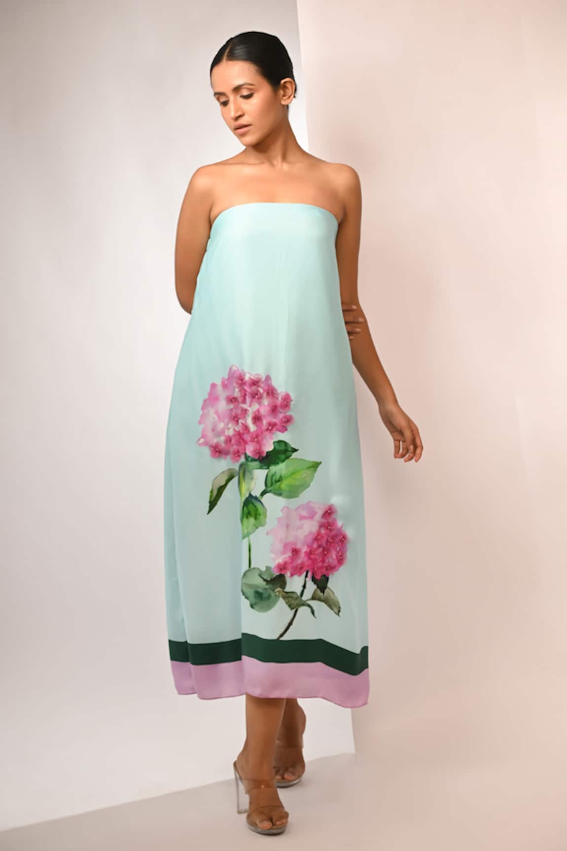 Rimi Nayak Hydrangea Offshoulder Dress 