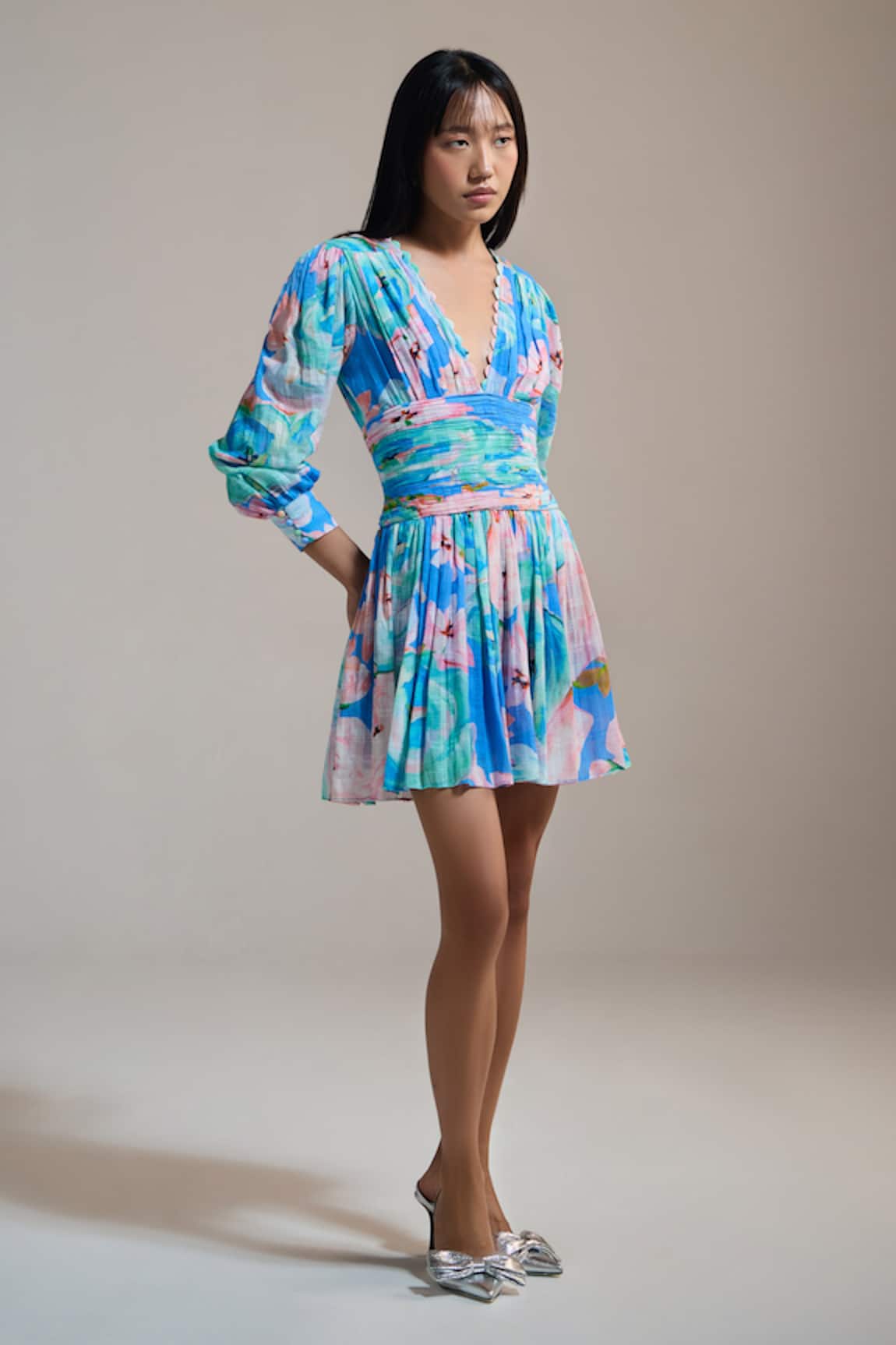 THE IASO Azure Bloom Mini Dress 