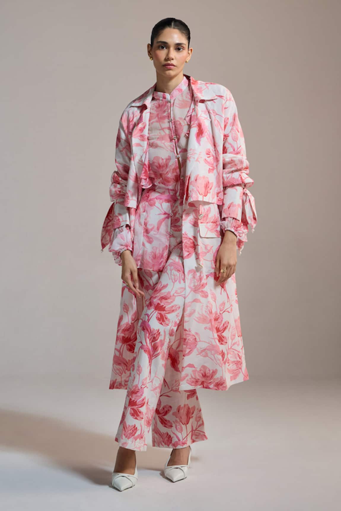 THE IASO Floral Print Blush Canopy Coat 