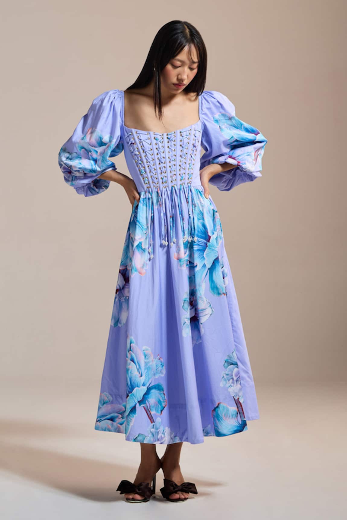 THE IASO Lilac Floral Corset Bloom Dress 