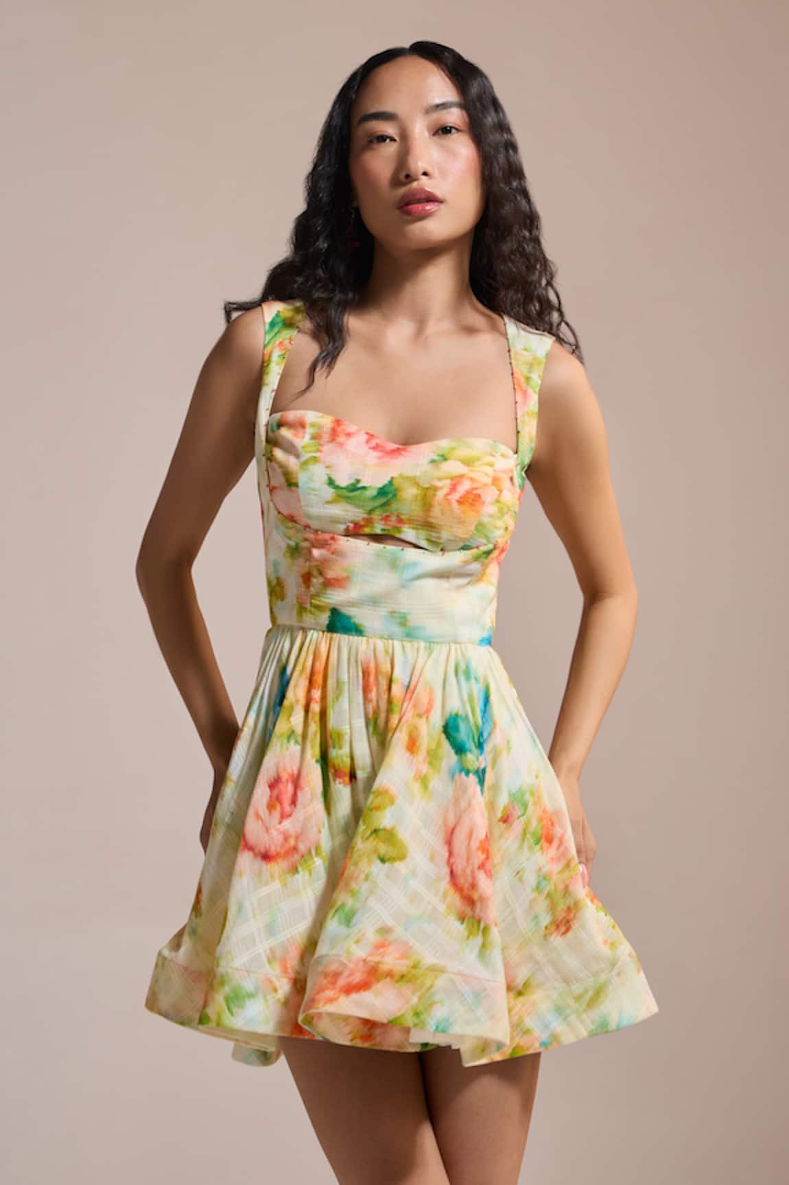 THE IASO Floral Whirl Mini Dress 