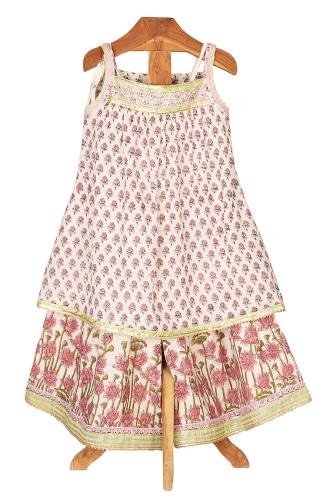 Minime Organics Block Printed A-line Kurta & Sharara Set 
