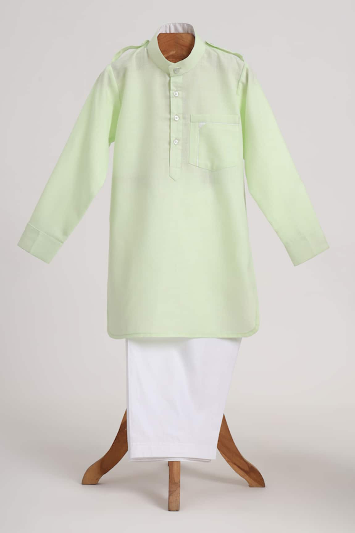 Minime Organics Light Green Cotton Kurta & Salwar Set 
