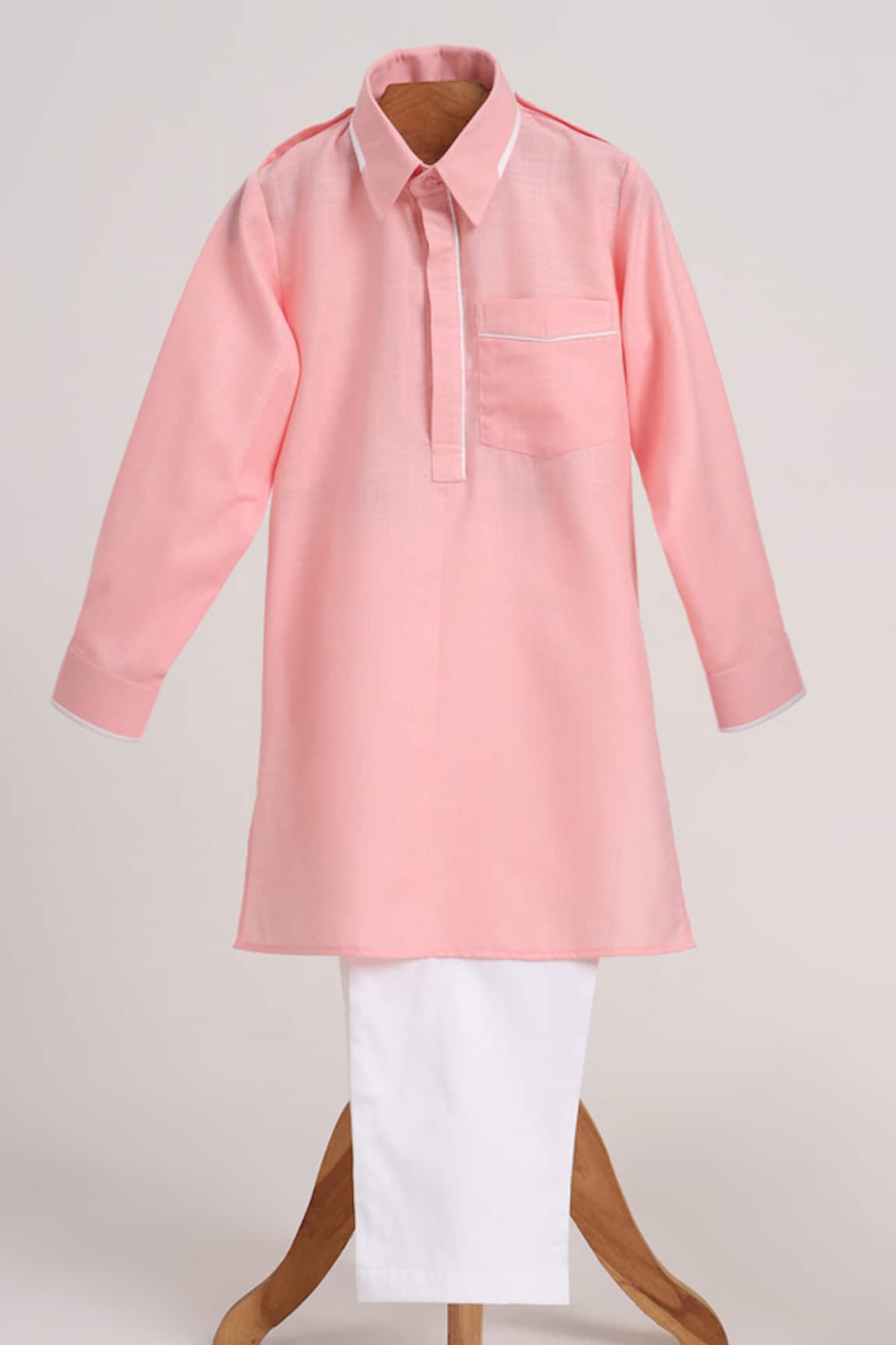 Minime Organics Light Pink Pathani Kurta & Salwar Set 