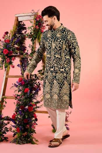 Kasbah Midnight Teal Sequin Kurta 