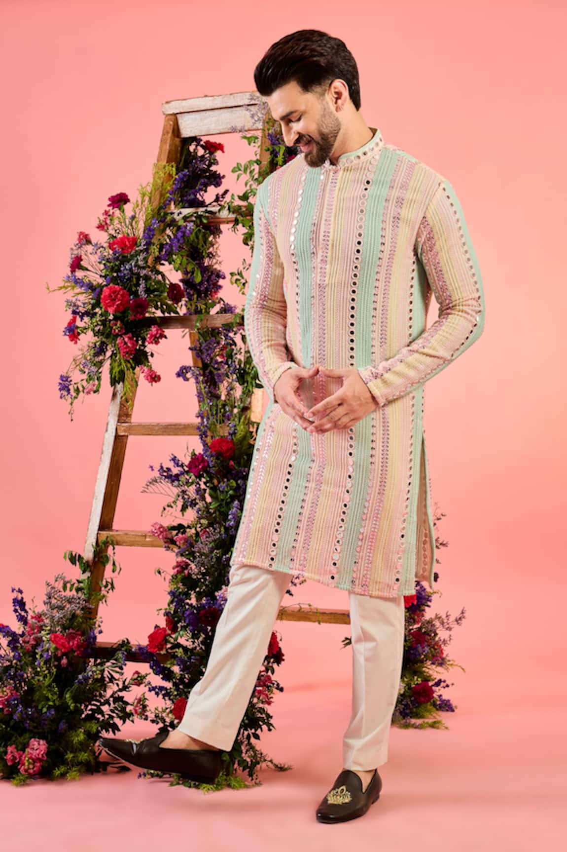 Kasbah Multi Coloured Mirror Work Kurta 
