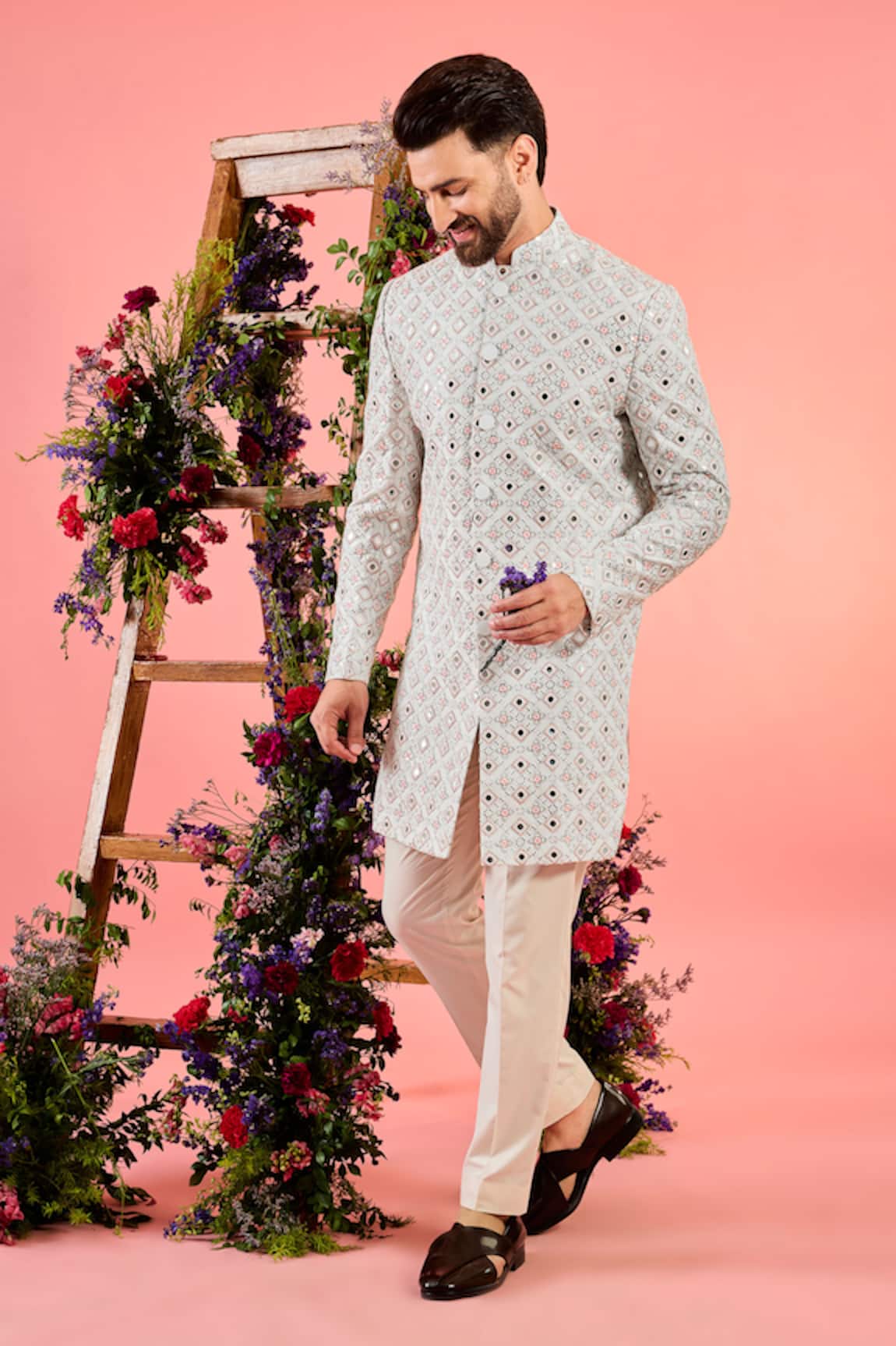 Kasbah Intricate Mirror Work Sherwani 