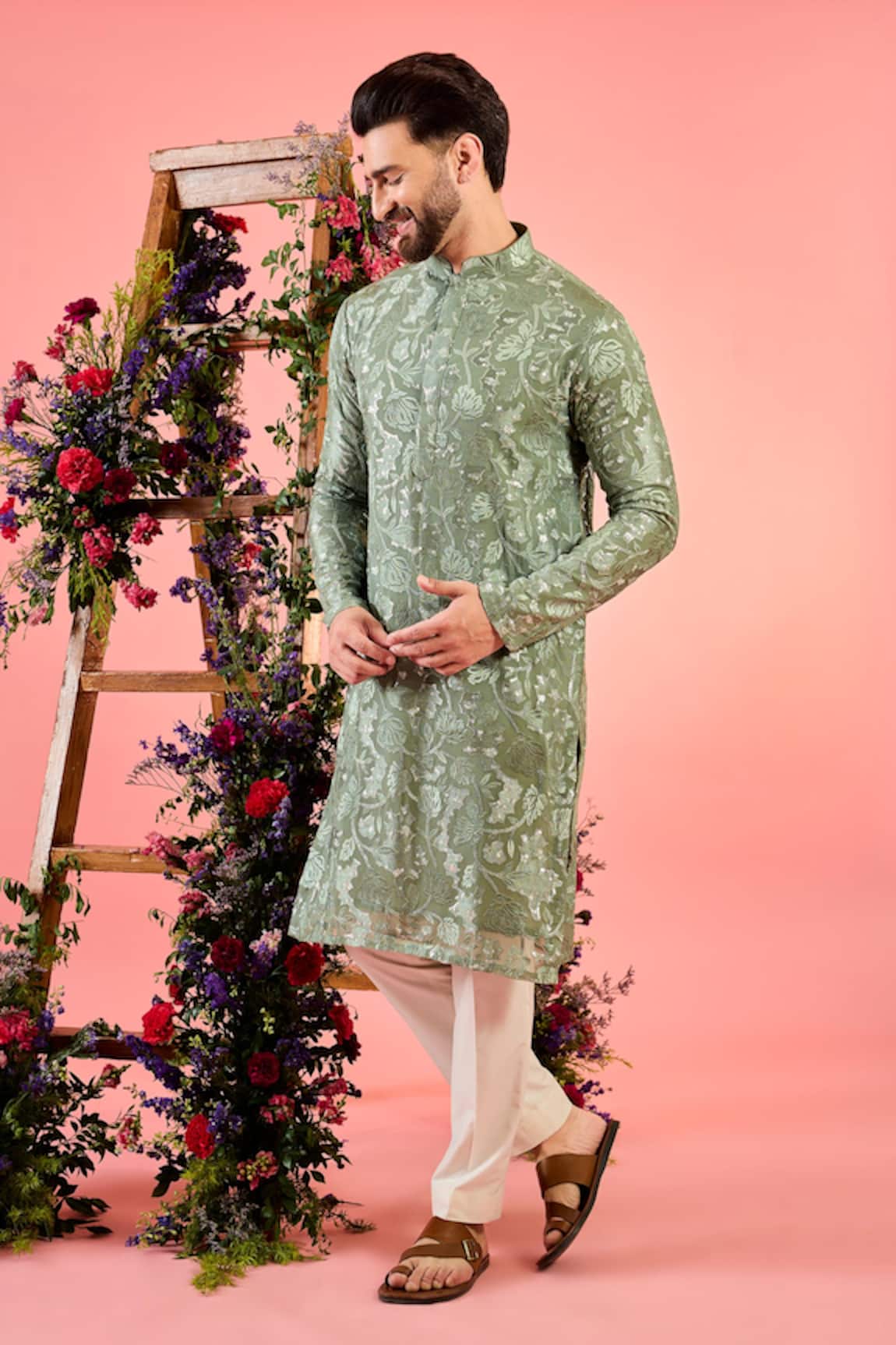 Kasbah Sage Green Chikankari Kurta 
