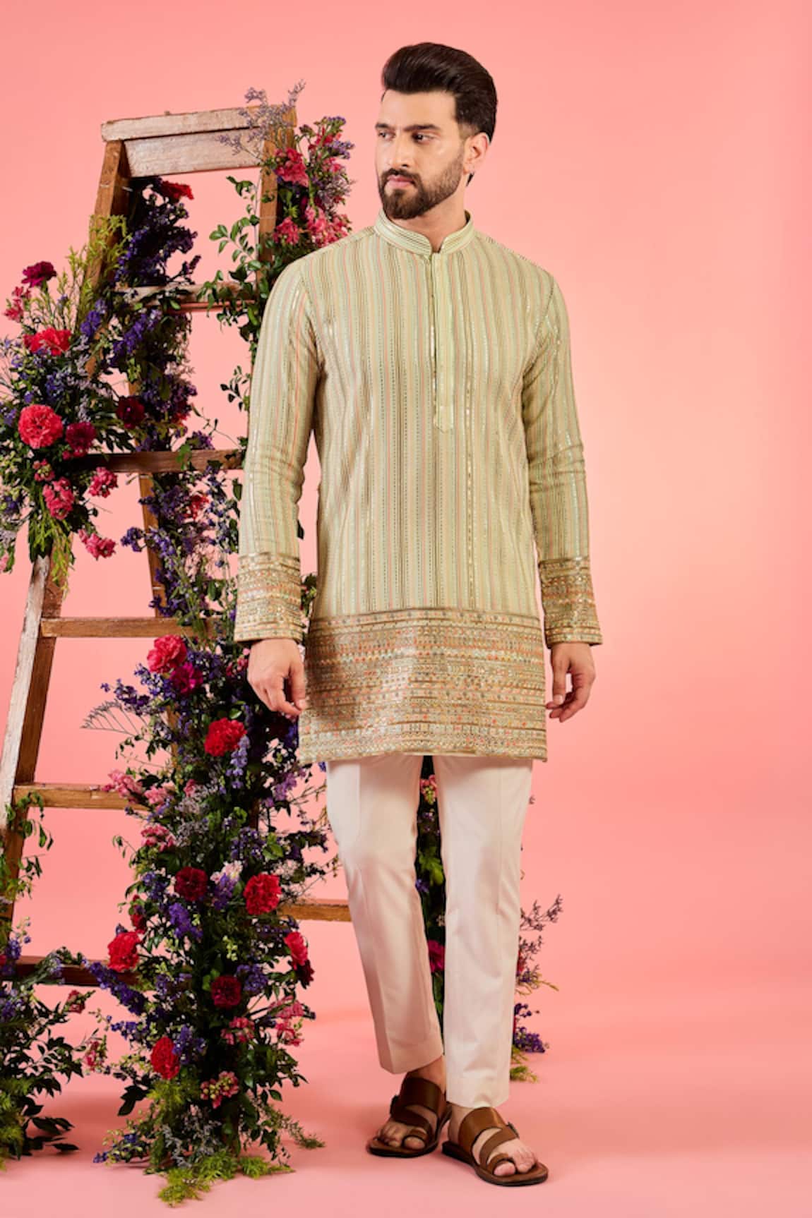 Kasbah Designer Green Georgette Kurta 