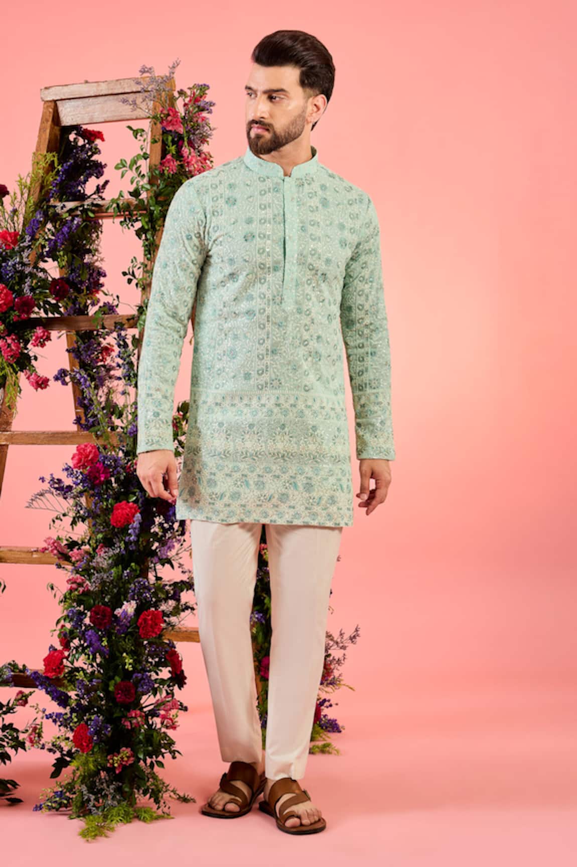 Kasbah Chikankari Floral Embroidered Kurta 