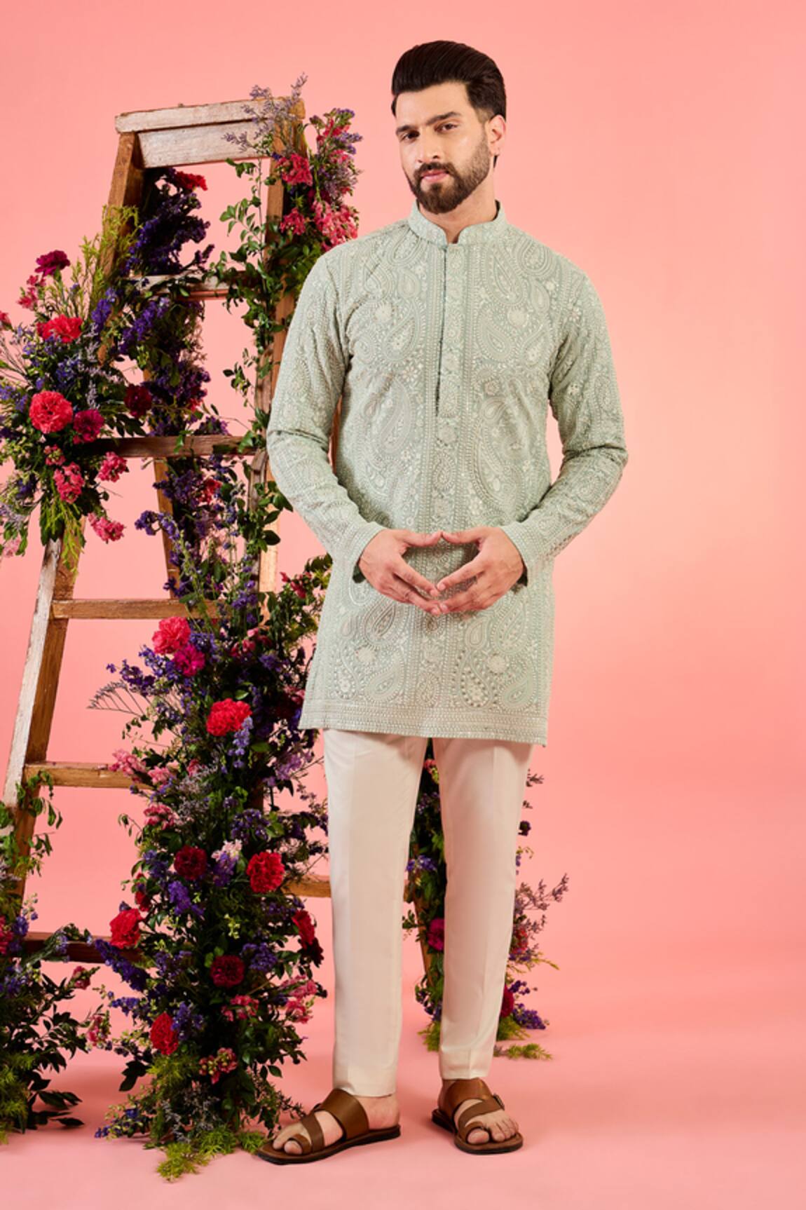 Kasbah Chikankari Floral Embroidered Kurta 