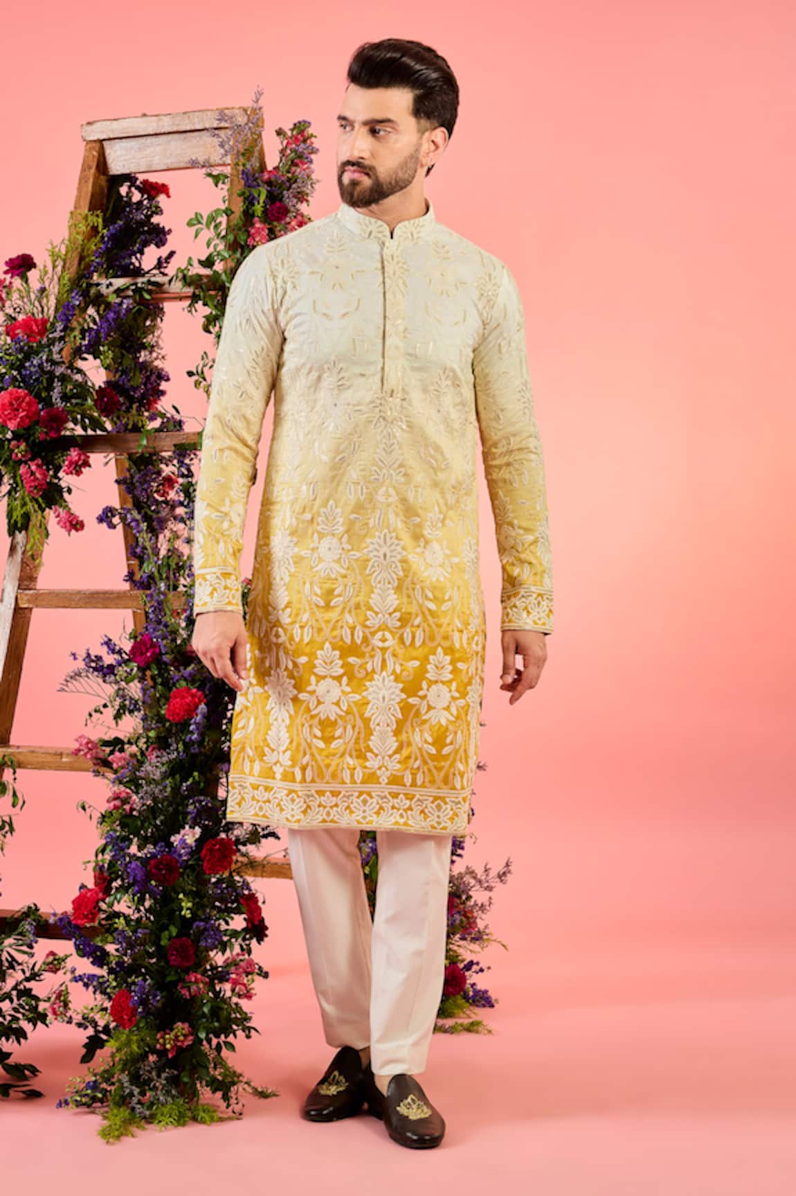 Kasbah Ombre Mirror Work Silk Kurta 