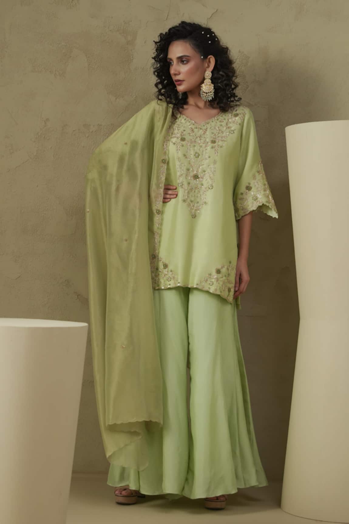 Kesar Studio Saumya Pista Green Kurta Set 