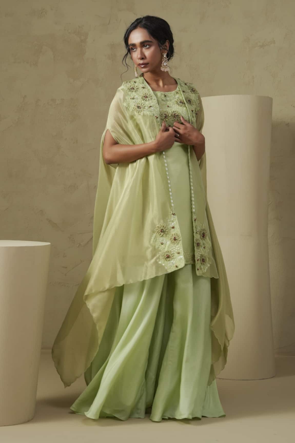 Kesar Studio Afreen Designer Cape Kurta Gharara Set 