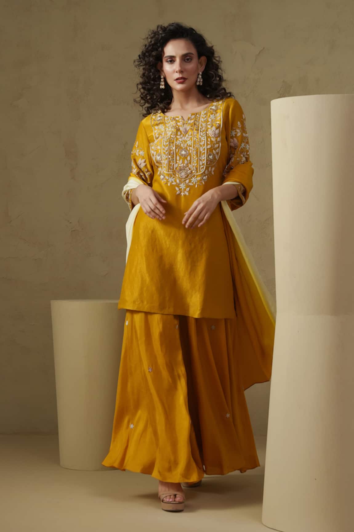 Kesar Studio Marigold Hand Embroidered Kurta Set 